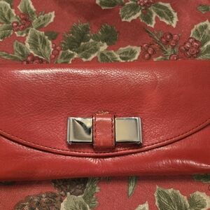 Chloe Red Leather Wallet with Silver Accent